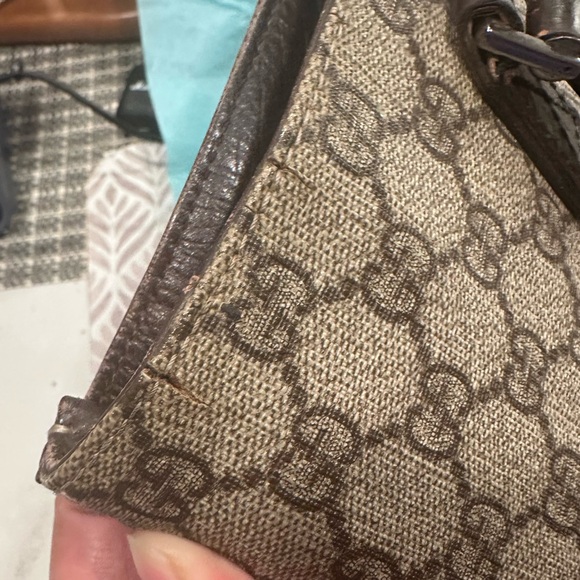 Auth GUCCI GG Shoulder Tote Bag PVC Leather Brown  1005a - Picture 11 of 15